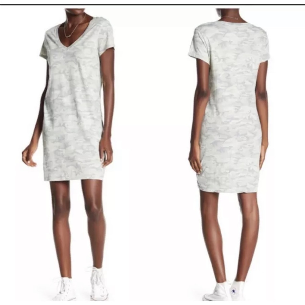 Michael Stars Women's Faded Camo Short Slv T-Shirt Dress Green Size S